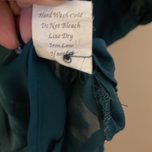 Jasmine. Semi-sheer Emerald Green Hi-Lo Blouse, see Back - Picture 6 of 6